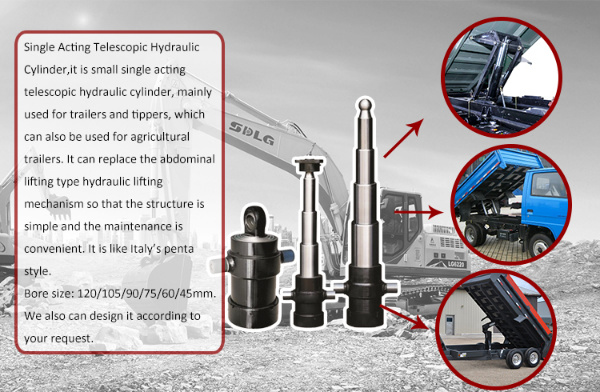 Dump Truck Lift Aluminium Single Acting 4 Stage China Hydraulic Telescopic RAM Cylinder